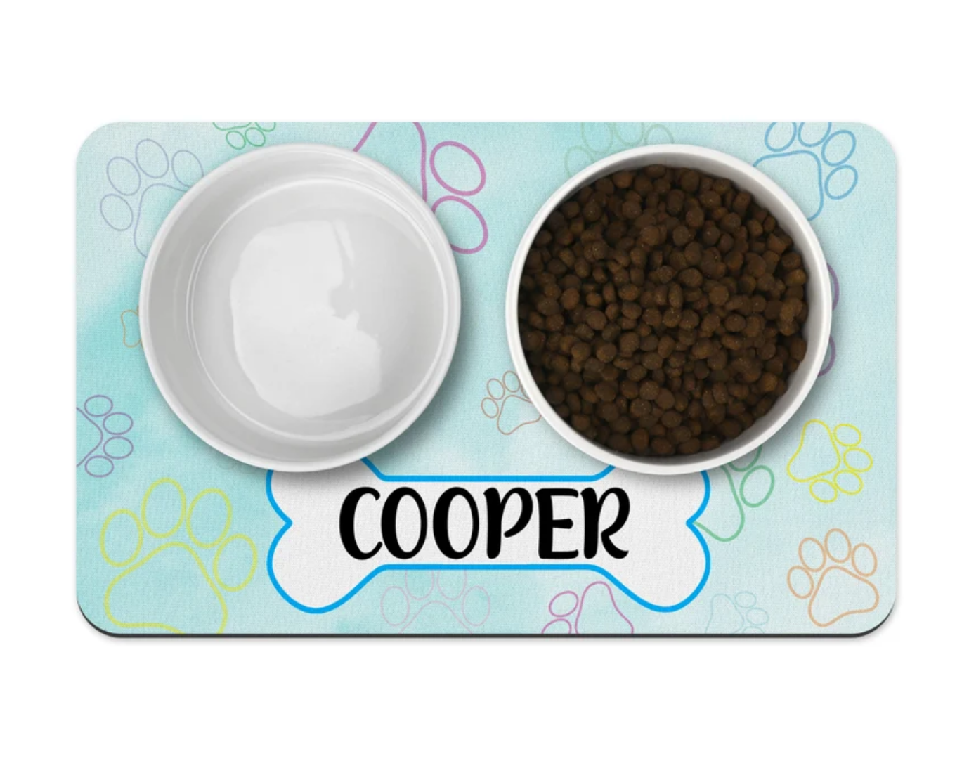 Blue Pastel Paw Prints Pet Placemat, Puppy bowl mat, Personalize Pet Accessories, Custom Placemat, Dog placemat, bowl placemat for pets