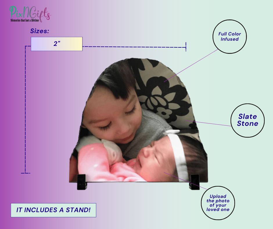 Personalized Photo Slate Slab, Custom Oval Solid Rock Plaque
