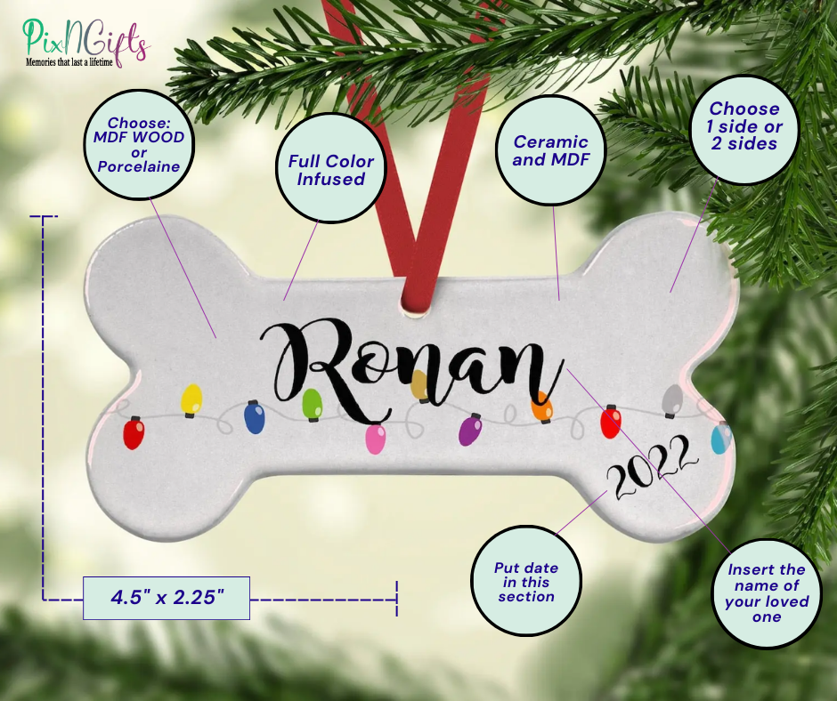 Christmas Lights Design Dog Bone Ornament