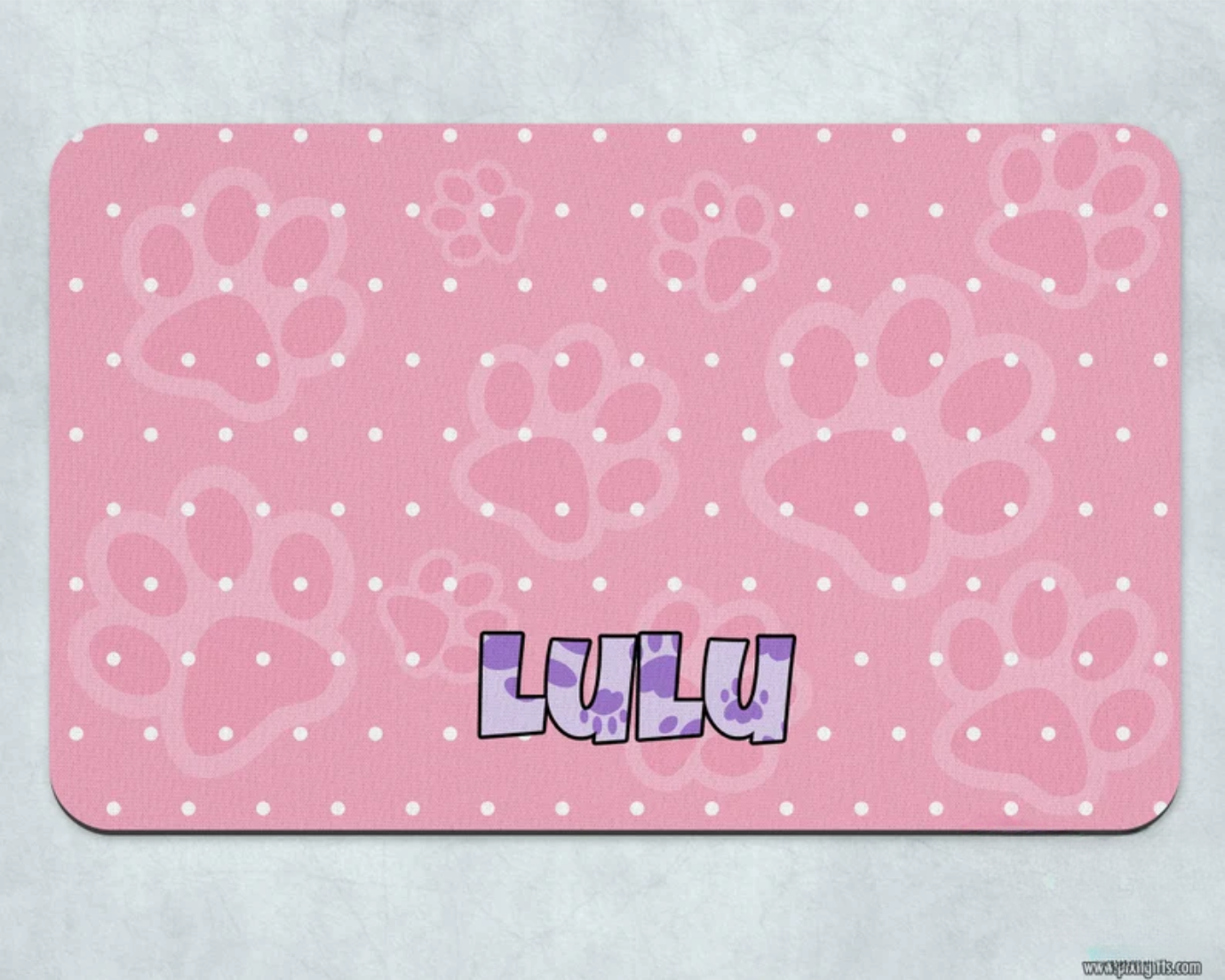 Pink White Dot Pet PlacematPet Food Dish SET, Dog Food Storage, Cat Food Place Mat, Pet Accessories, Custom Placemat
