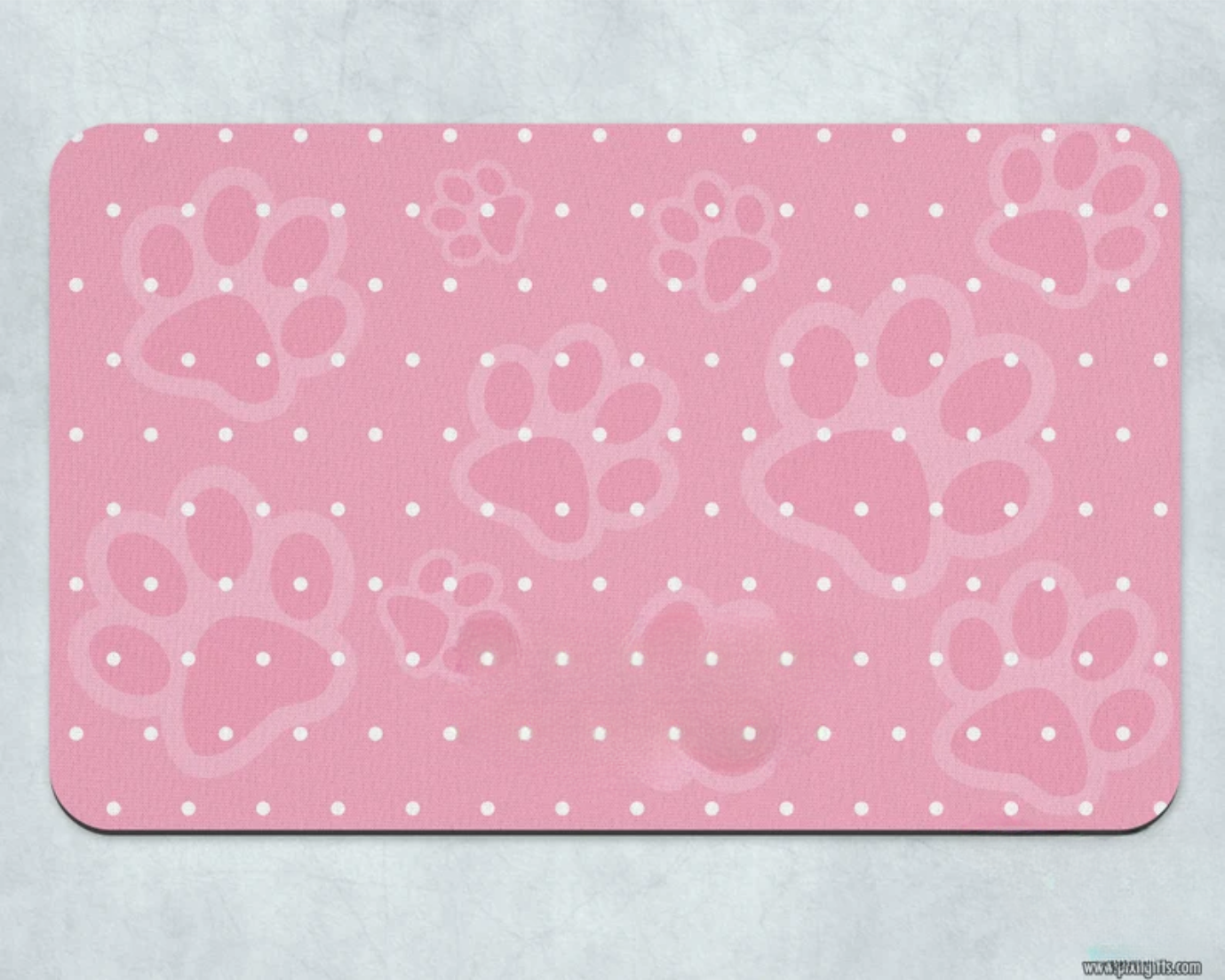 Pink White Dot Pet PlacematPet Food Dish SET, Dog Food Storage, Cat Food Place Mat, Pet Accessories, Custom Placemat