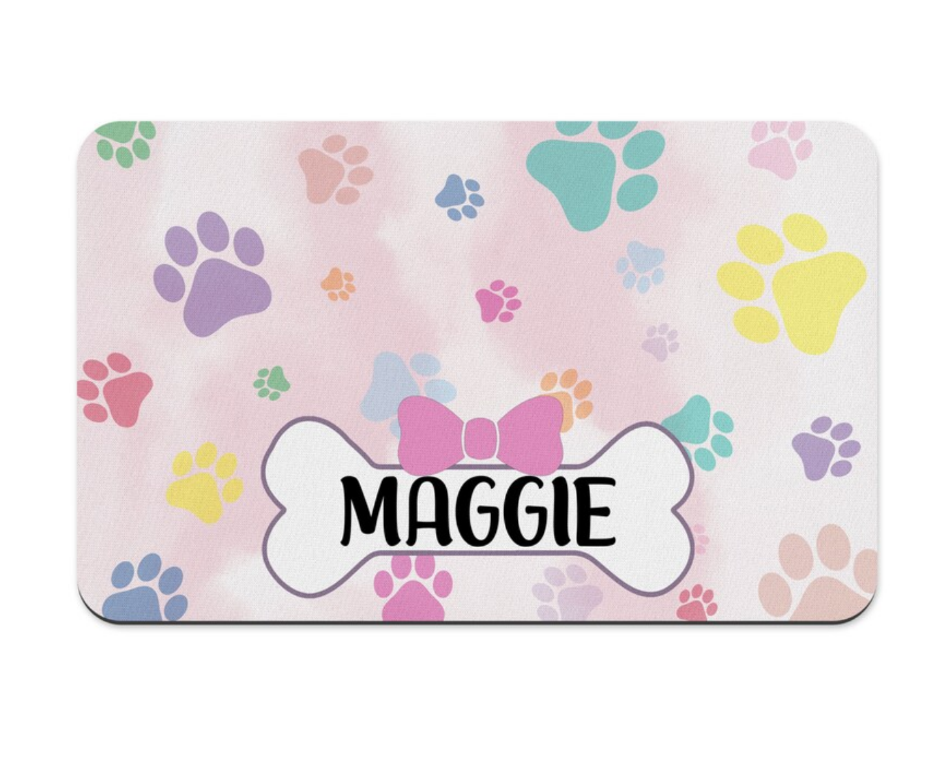 Pastel Paw Prints Pet Placemat, Puppy bowl mat, Personalize Pet Accessories, Custom Placemat, Dog placemat, bowl placemat for pets