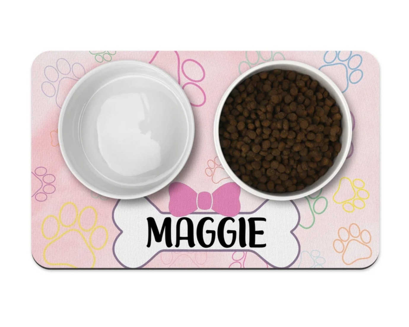 Blush Paw Prints Pet Placemat, Puppy bowl mat, Personalize Pet Accessories, Custom Placemat, Dog placemat, bowl placemat for pets