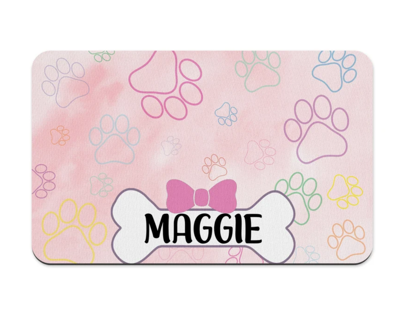 Blush Paw Prints Pet Placemat, Puppy bowl mat, Personalize Pet Accessories, Custom Placemat, Dog placemat, bowl placemat for pets