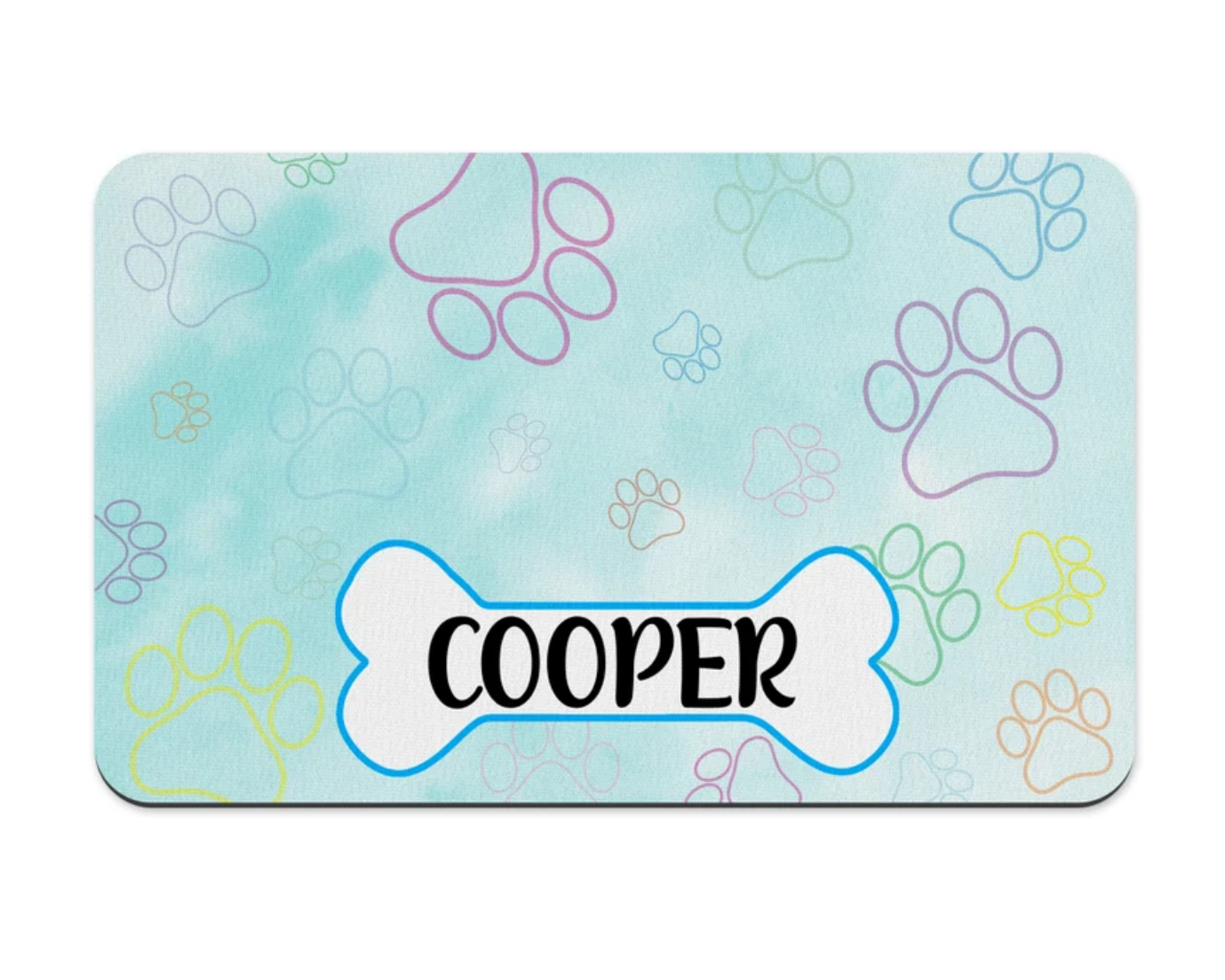 Blue Pastel Paw Prints Pet Placemat, Puppy bowl mat, Personalize Pet Accessories, Custom Placemat, Dog placemat, bowl placemat for pets