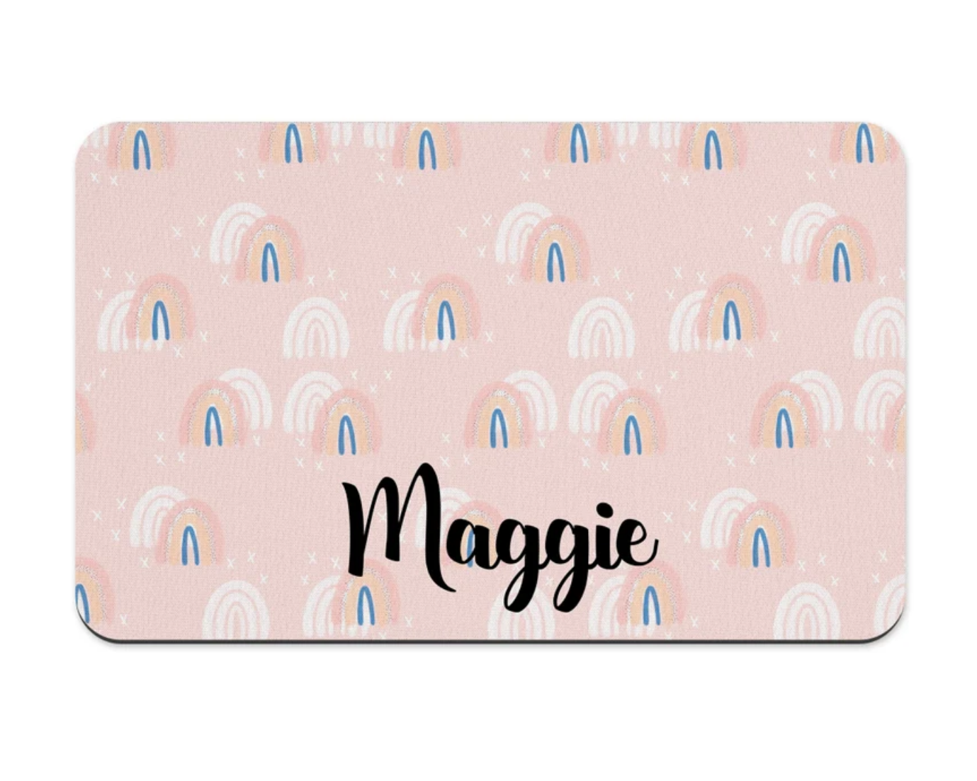 Rainbows design Dog Mat, blush Personalized Dog Placemat, Custom Pet Food Mat, Pet Bowl Mat, Cat Feeding Mat, New Puppy Gift Minimalist