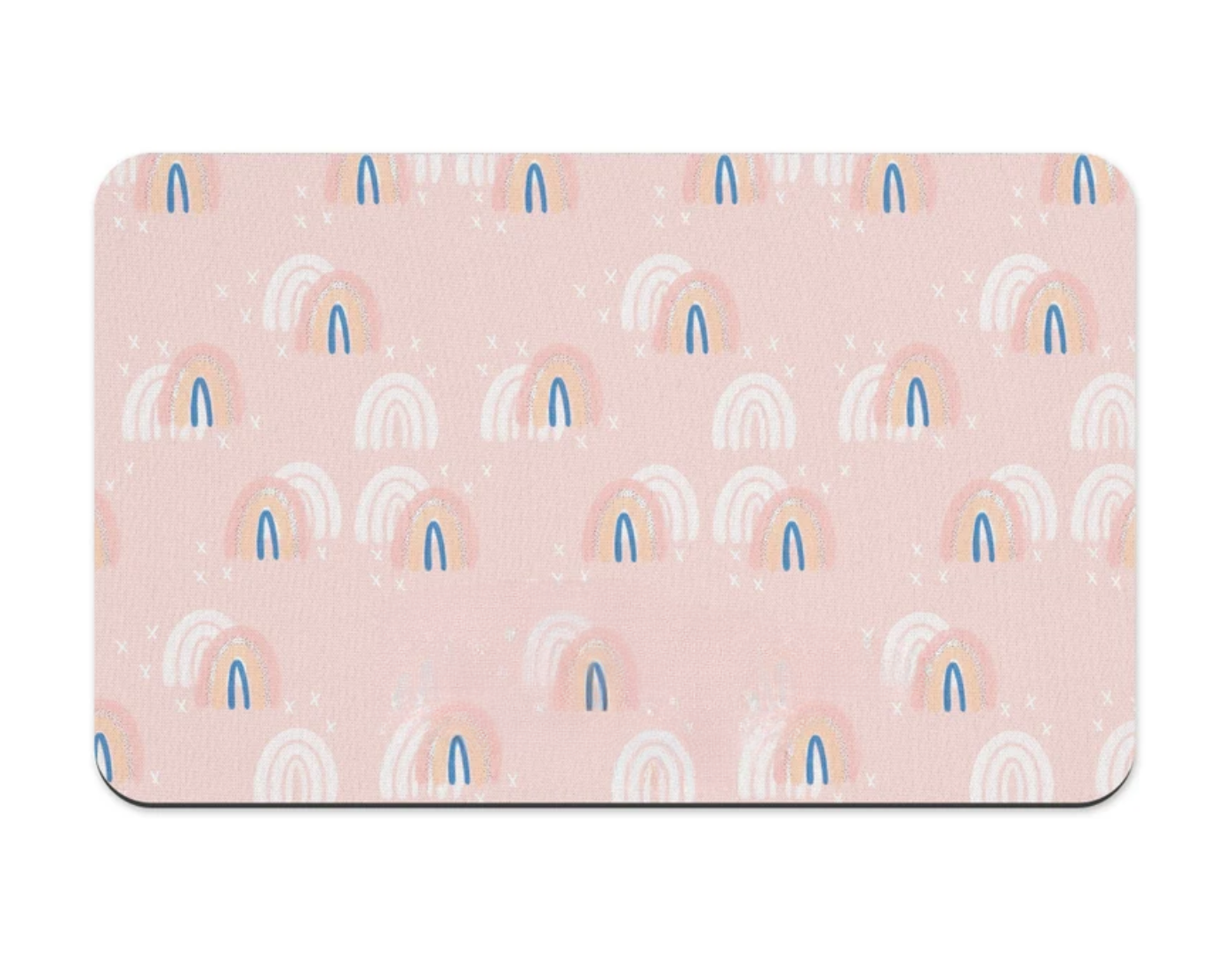 Rainbows design Dog Mat, blush Personalized Dog Placemat, Custom Pet Food Mat, Pet Bowl Mat, Cat Feeding Mat, New Puppy Gift Minimalist