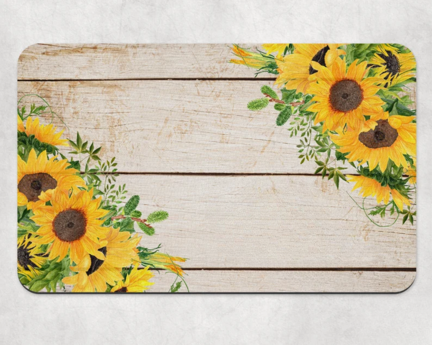 Sunflowers Wood texture Dog Mat, Marble Personalized Dog Placemat, Custom Pet Food Mat, Pet Bowl Mat, Cat Feeding Mat, New Puppy Gift