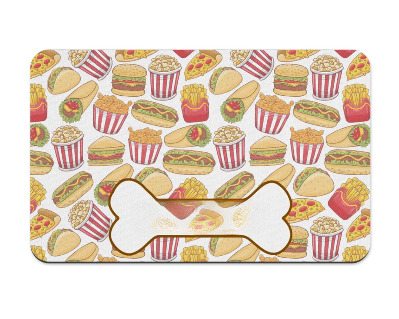 Fast Food texture Name Pet Placemat, Puppy bowl mat, Personalize Pet Accessorie, Custom Placemat, Dog placemat, bowl placemat for pet