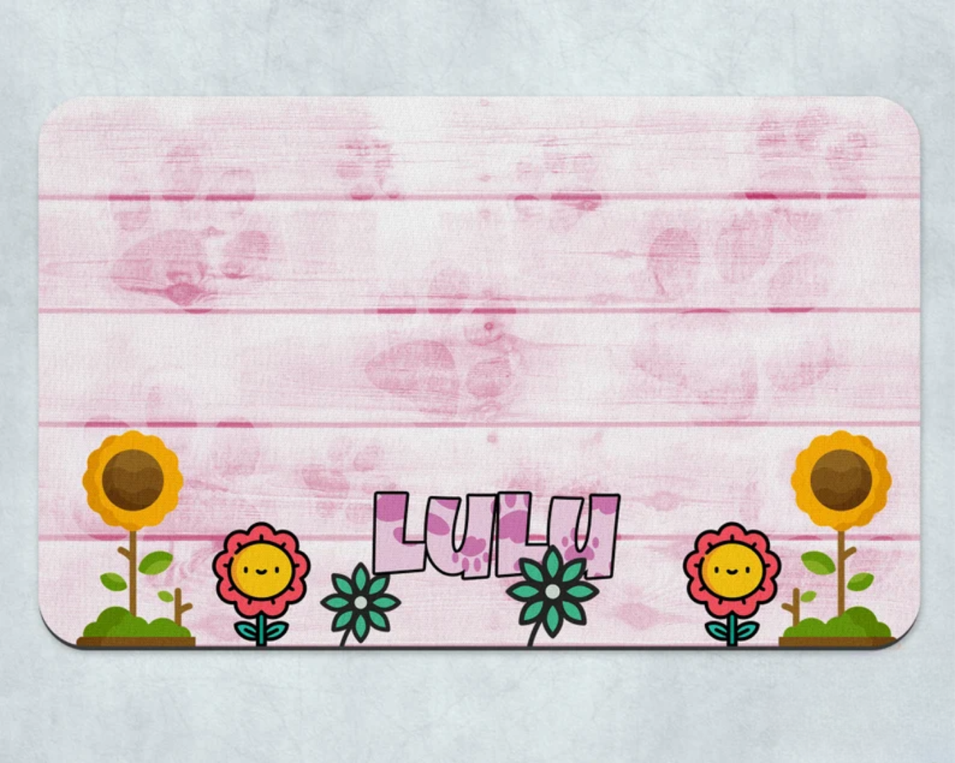 Pink Garden Pet Placemat Pet Food Dish SET, Dog Food Storage, Cat Food Place Mat, Pet Accessories, Custom Placemat