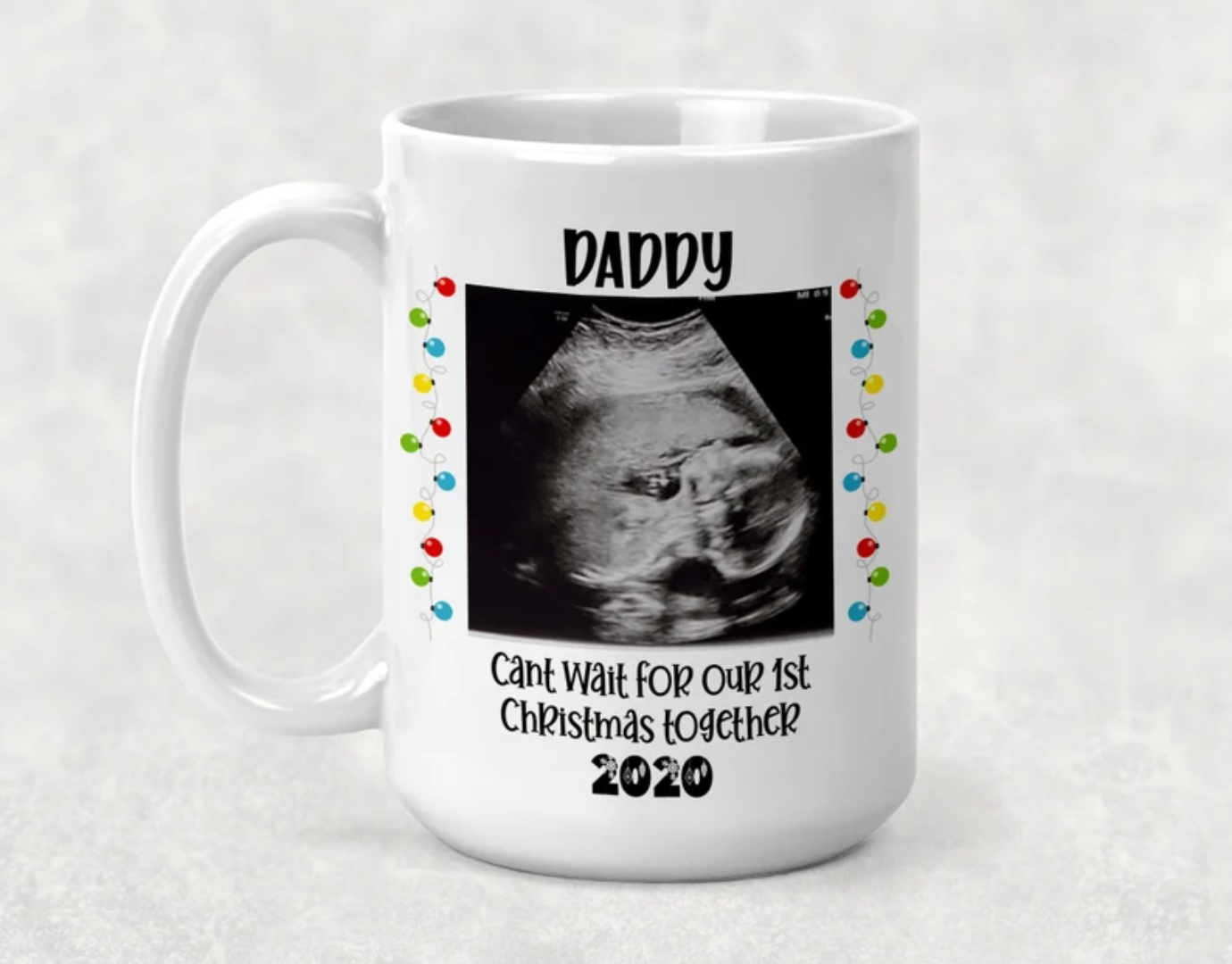 Christmas ULTRASOUND picture mug, Personalized Mugs, Coffee mug for Dads; Christmas Gift for dads; Dad to be gift; Pregnancy reveal gift