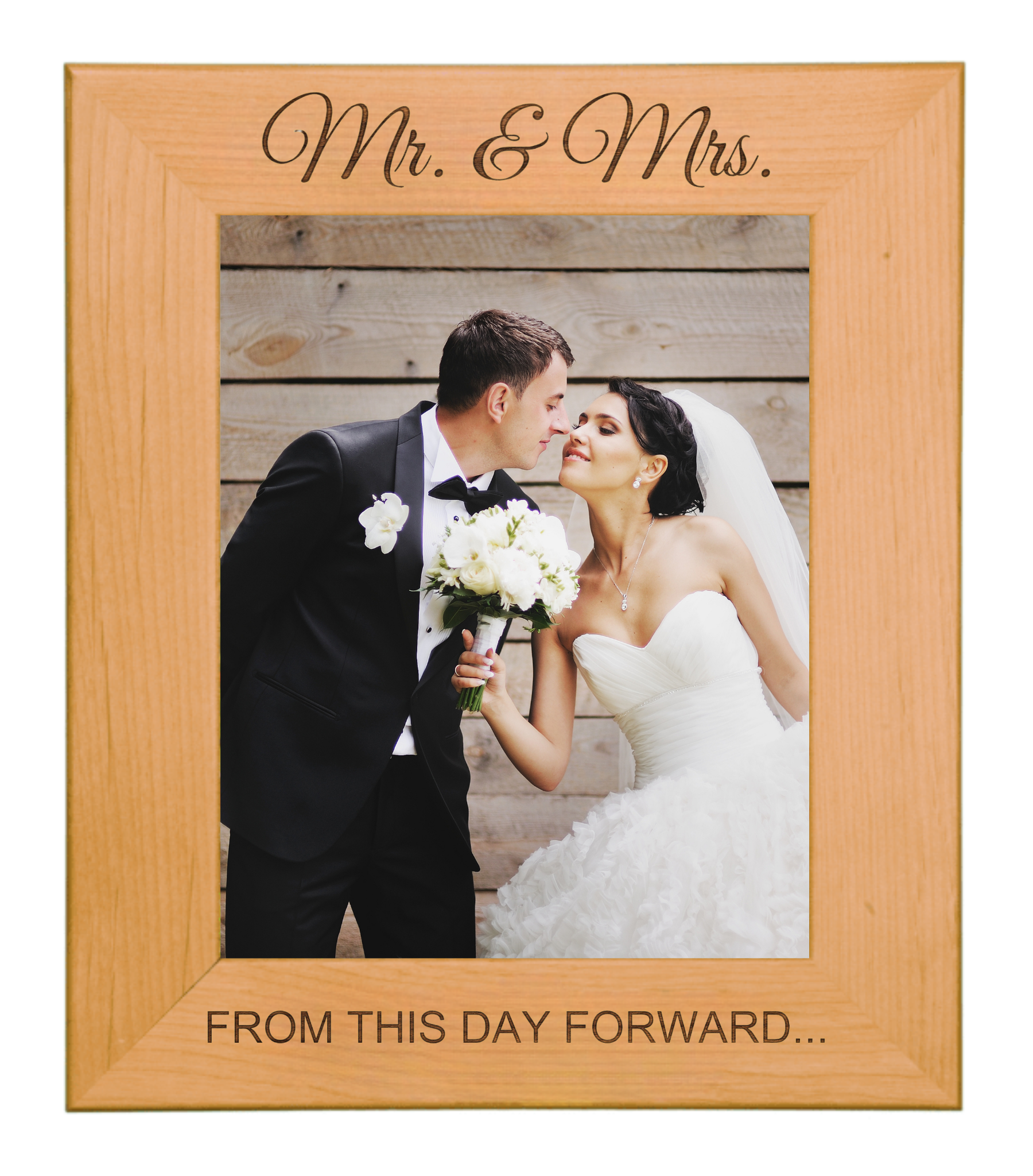 From this day forward - Wedding Personalized Wooden Photo Frame Custom Engraved - Red Alder Genuine Walnut Photo Frame