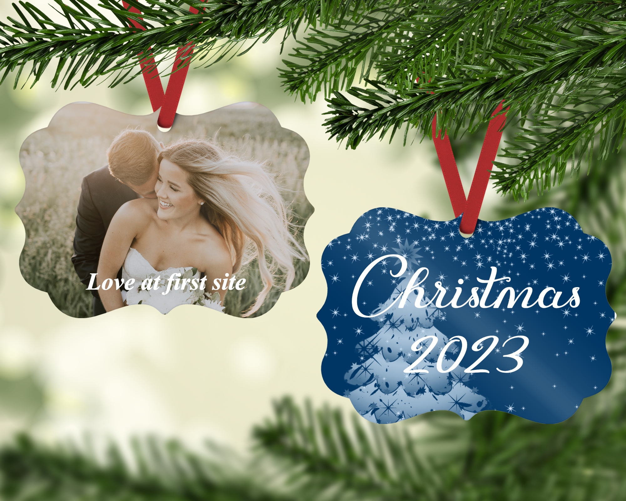 Personalized Ornament - Benelux Style - Blue Christmas customized with Photo