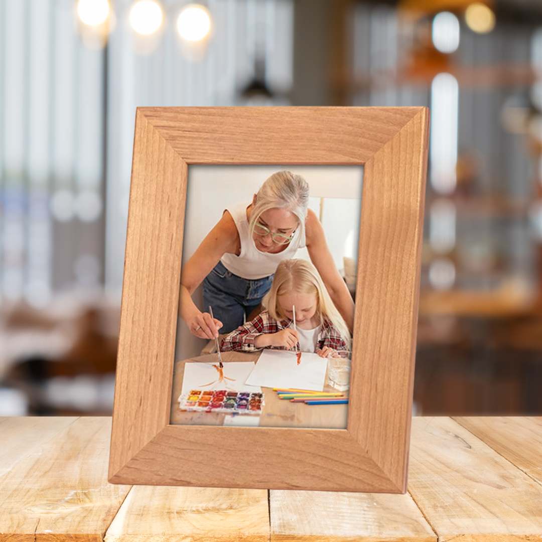 Portrait Personalized Wooden Photo Frame Custom Engraved - Red Alder Photo Frame Genuine Walnut Photo Frame