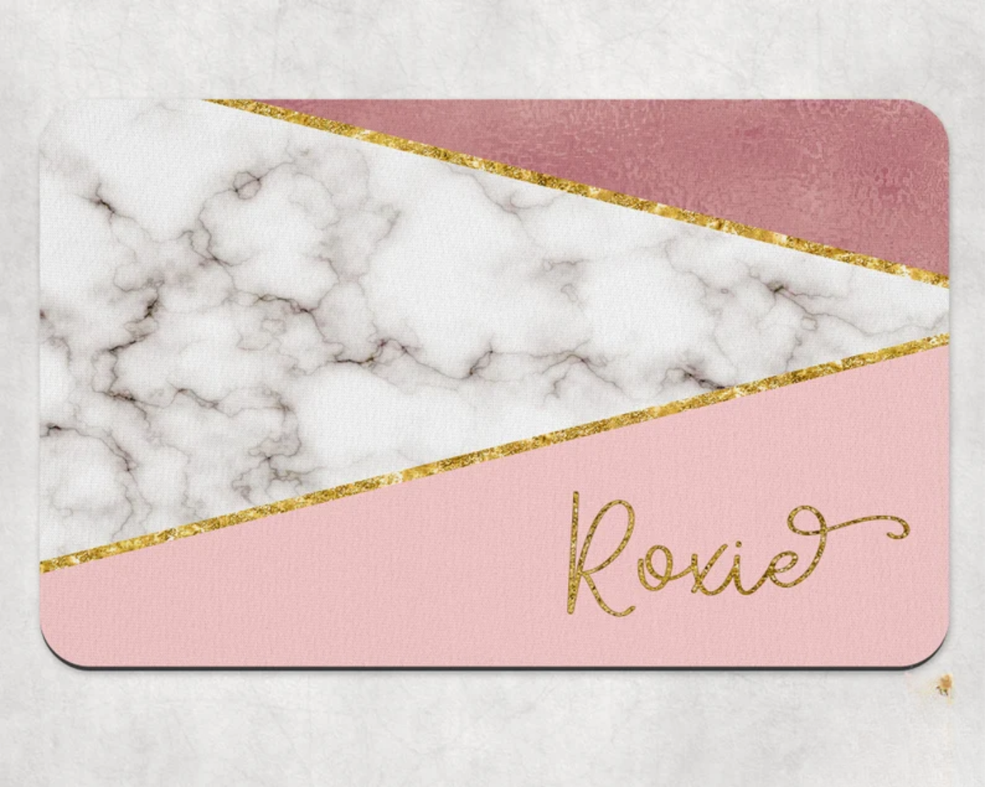 Gray Marble Pink and Gold Dog Mat, Marble Personalized Dog Placemat, Custom Pet Food Mat, Pet Bowl Mat, Cat Feeding Mat, New Puppy Gift