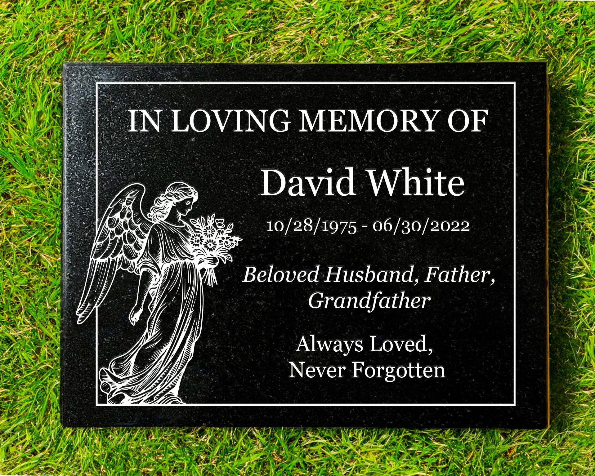 Personalized Outdoor Granite Garden Marker In Loving Memory Engraved Angel