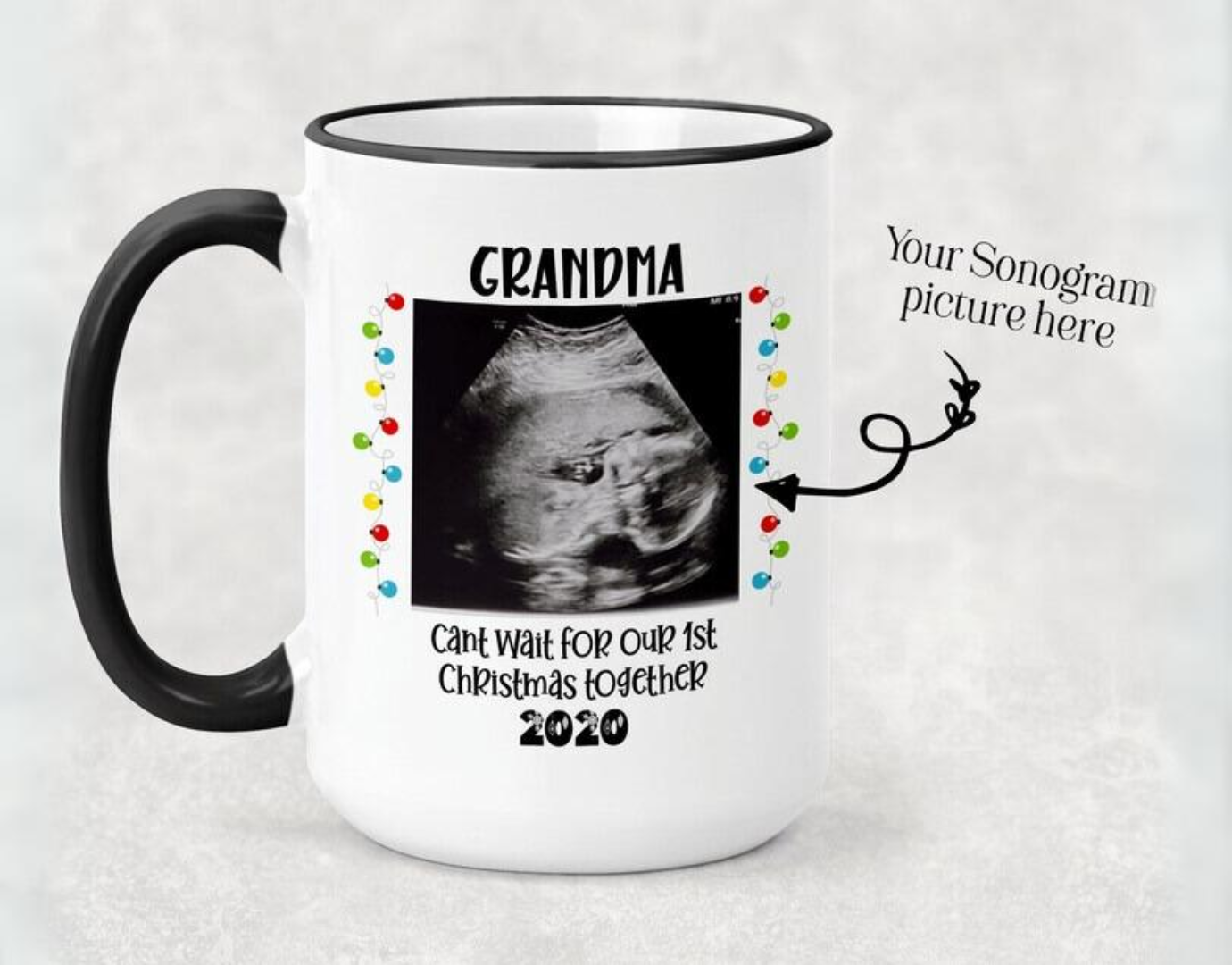 Christmas ULTRASOUND picture mug, Personalized Mugs, Coffee mug for Dads; Christmas Gift for dads; Dad to be gift; Pregnancy reveal gift