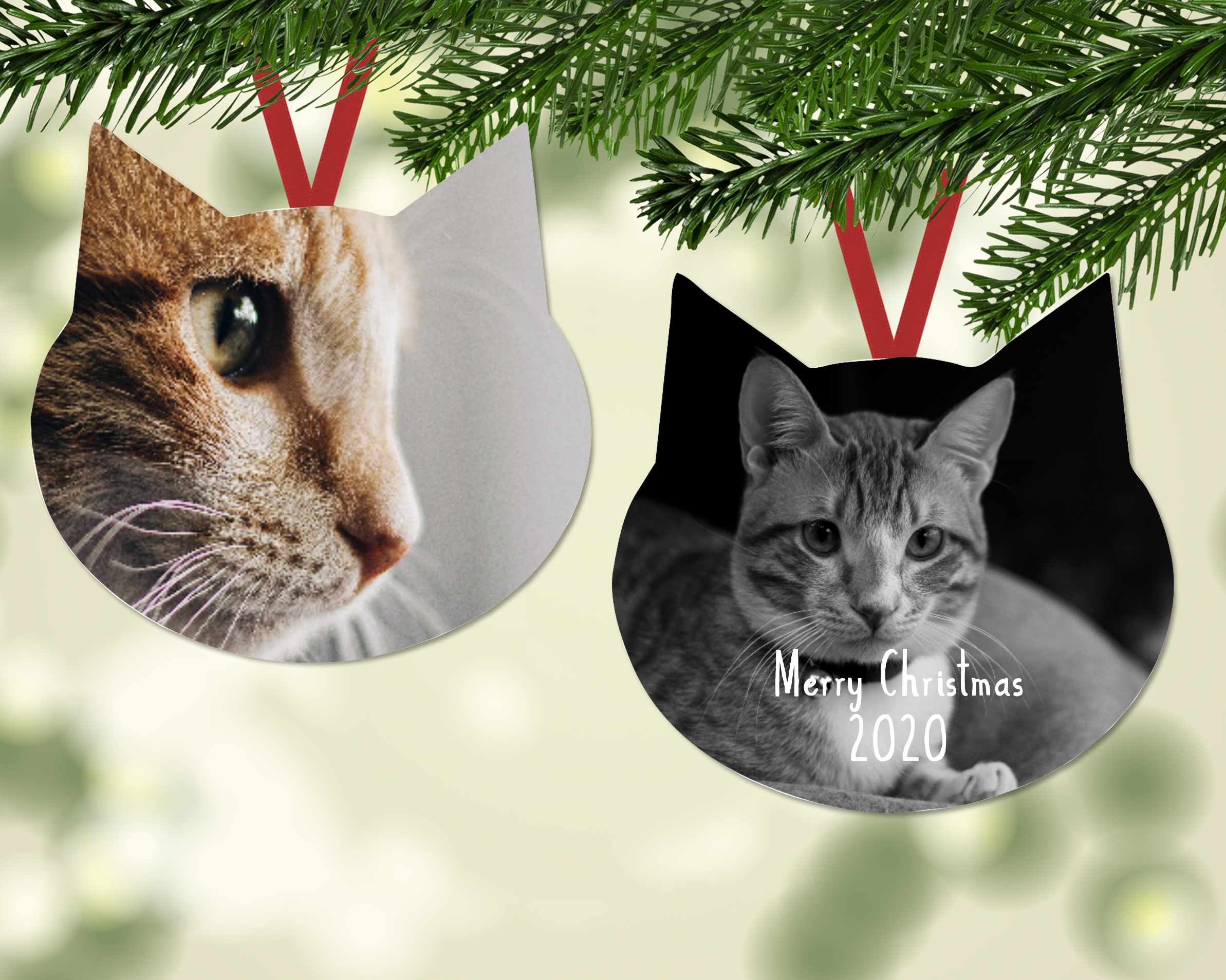 Personalized Christmas Ornament for your Cat |  Cat Shape style | Perfect for your tree