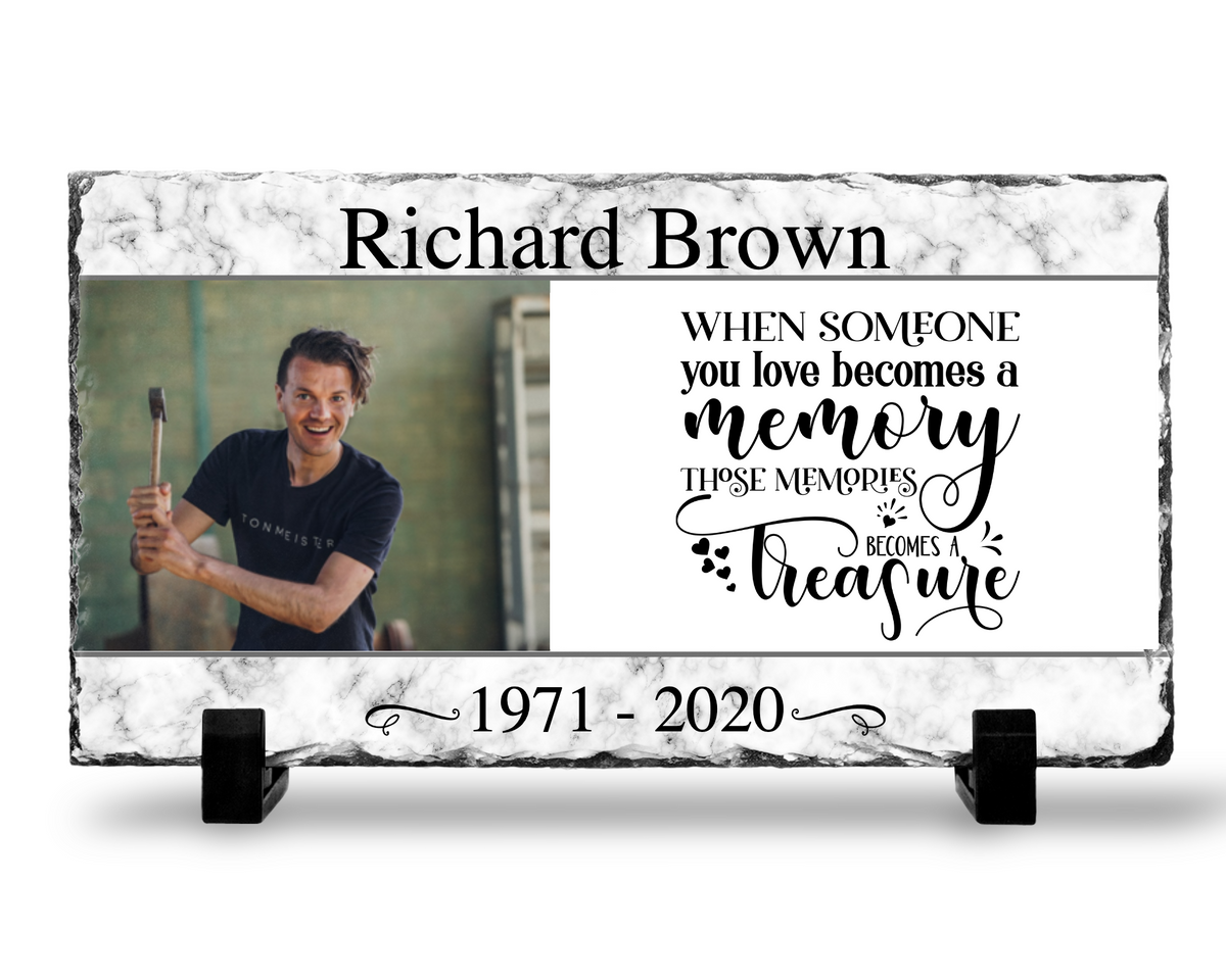 Photo slate with When Someone You Love Becomes a Memory wording