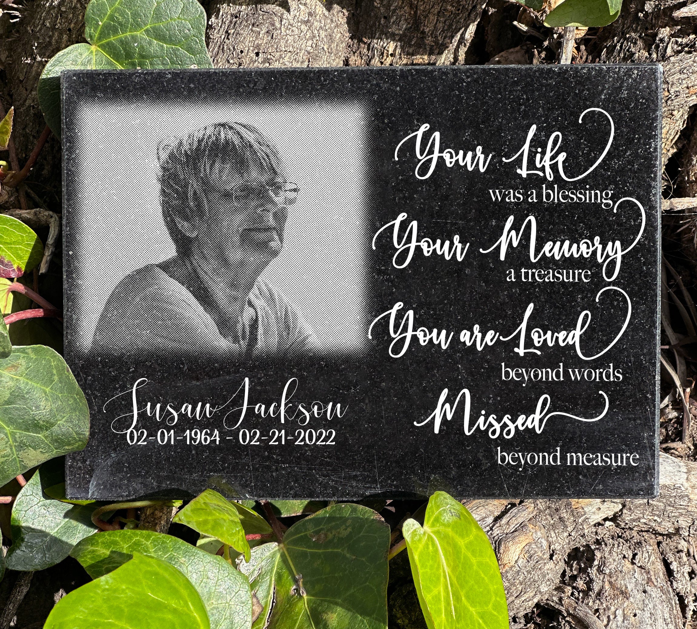 Message Plaque Personalized Outdoor Granite Plaque: With a Picture and a Heartfelt Message