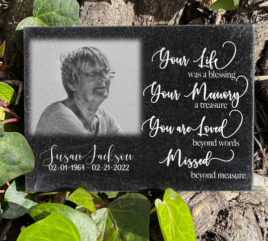 Personalized Outdoor granite Your Life was a Blessing, your Memory a Treasure